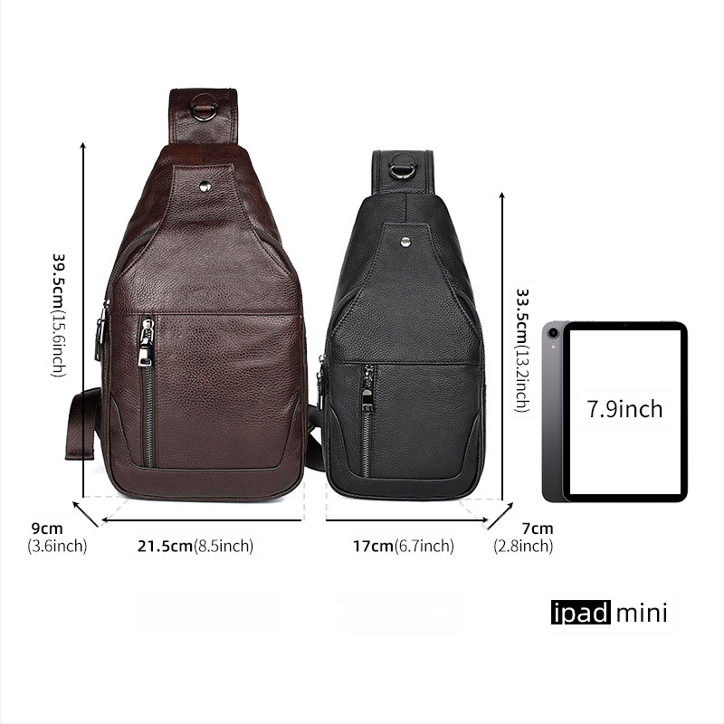 Vyriski odinė krūtinės rankinė, viršutinio sluoksnio karvės odos, atspari vandeniui, miesto stilius, per petį