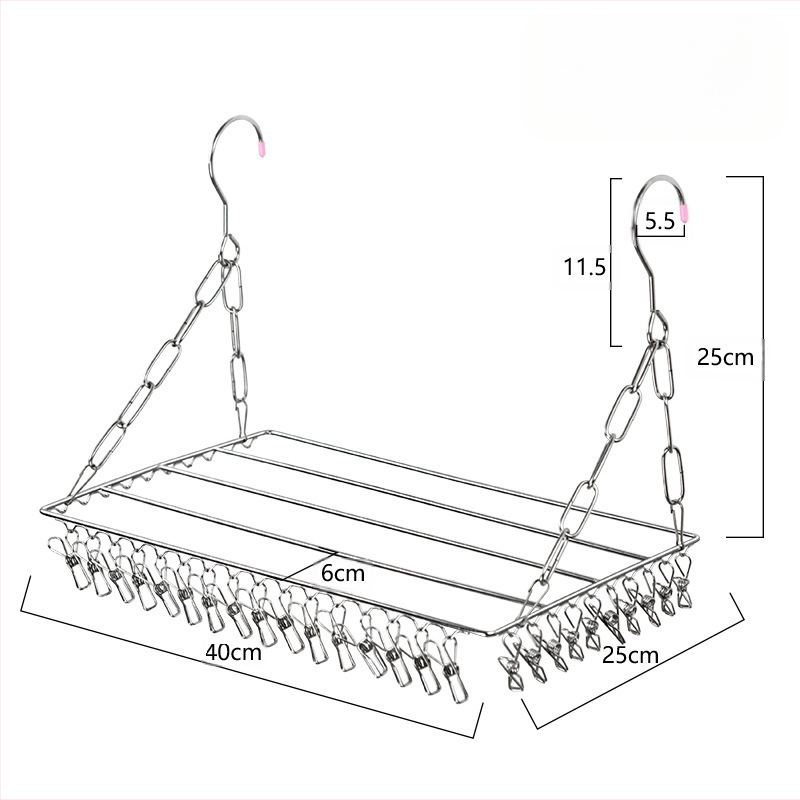 Nerūdijančio plieno skalbinių pakabos, mobilus džiovinimo stovas su apvaliu spaustuko dizainu, modelis DC022