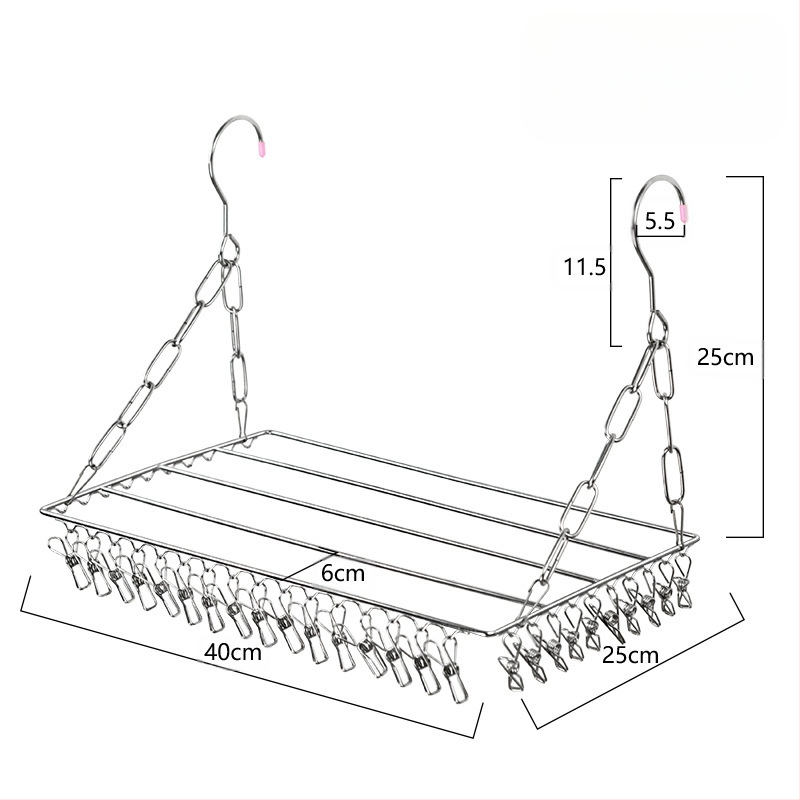 Nerūdijančio plieno skalbinių pakabos, mobilus džiovinimo stovas su apvaliu spaustuko dizainu, modelis DC022