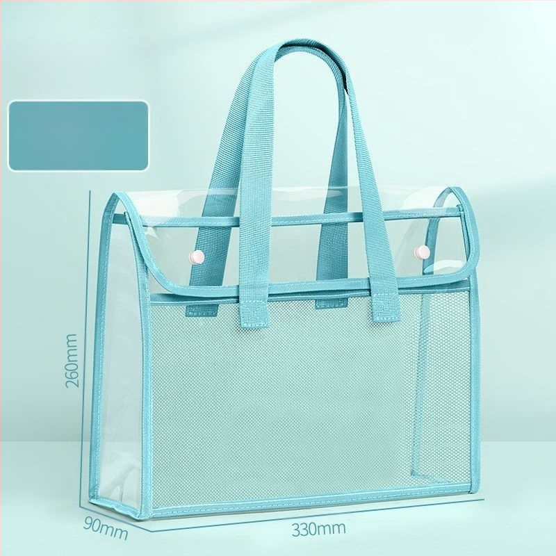 PVC чанта за документи със snap-on и наклонена форма, дебела конструкция, прозрачно и издръжливо съхранение на учебни документи и задачи