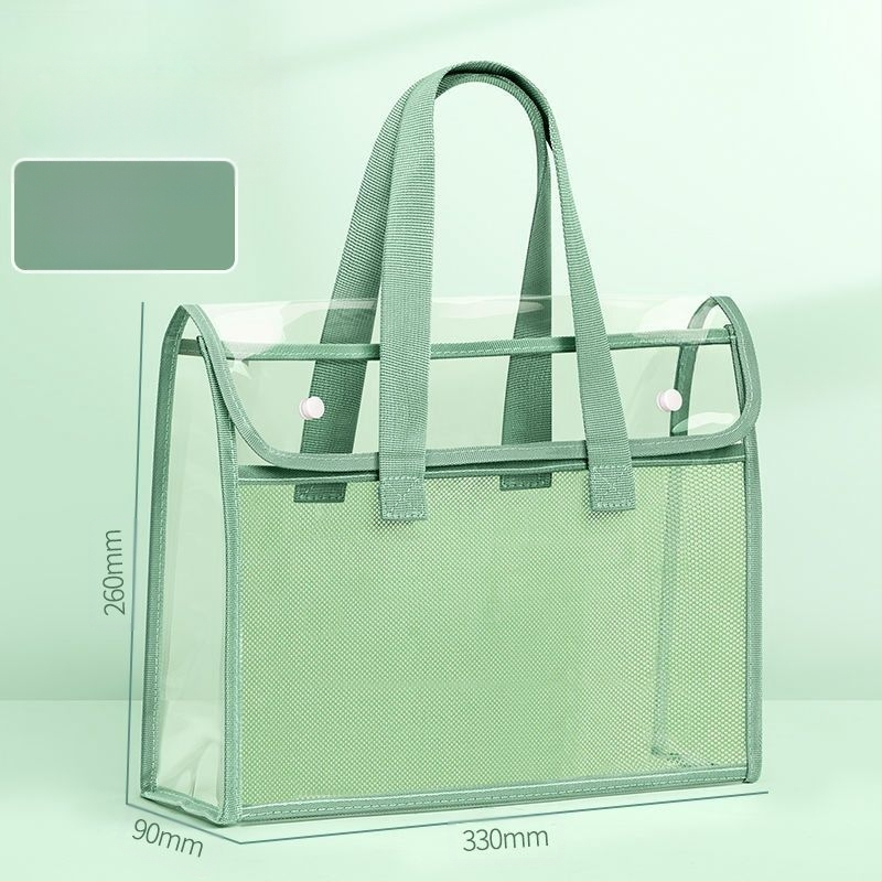 PVC чанта за документи със snap-on и наклонена форма, дебела конструкция, прозрачно и издръжливо съхранение на учебни документи и задачи