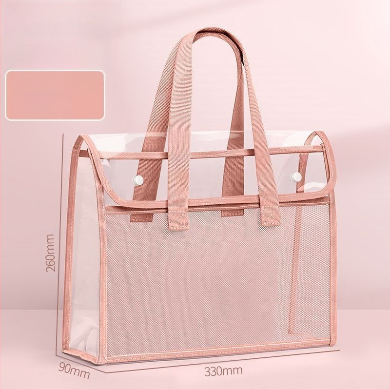 PVC чанта за документи със snap-on и наклонена форма, дебела конструкция, прозрачно и издръжливо съхранение на учебни документи и задачи