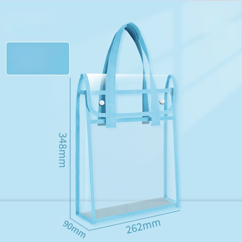 PVC чанта за документи със snap-on и наклонена форма, дебела конструкция, прозрачно и издръжливо съхранение на учебни документи и задачи