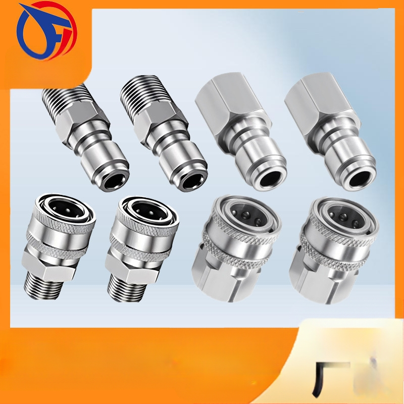 304 rozsdamentes acélból készült gyorscsatlakozó idomok magasnyomású mosáshoz, snap-thread csatlakozás, kompatibilis NPT/M22
