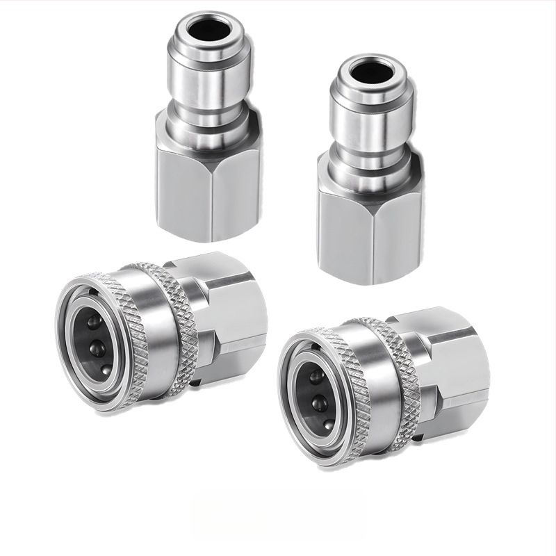 304 rozsdamentes acélból készült gyorscsatlakozó idomok magasnyomású mosáshoz, snap-thread csatlakozás, kompatibilis NPT/M22