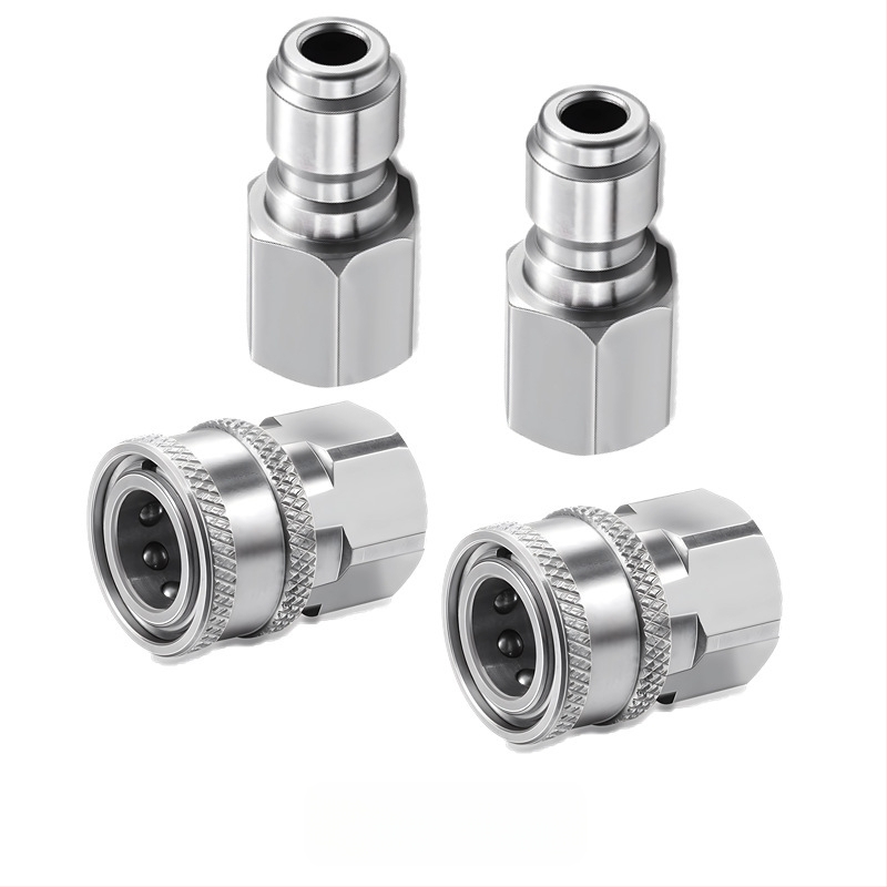 304 rozsdamentes acélból készült gyorscsatlakozó idomok magasnyomású mosáshoz, snap-thread csatlakozás, kompatibilis NPT/M22