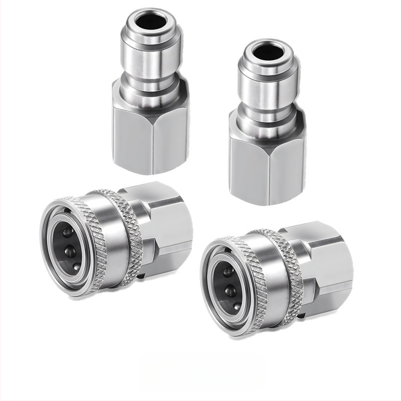 304 rozsdamentes acélból készült gyorscsatlakozó idomok magasnyomású mosáshoz, snap-thread csatlakozás, kompatibilis NPT/M22