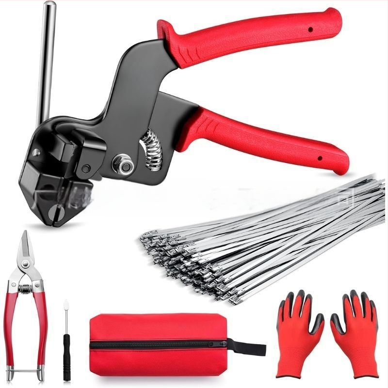 Nerūdijančio plieno kabelinių laikiklių įrankis su savisaugos fiksavimo mechanizmu, 304 nerūdijantis plienas, 0,9 mm storis, komplektai 106/101/156/157 vnt