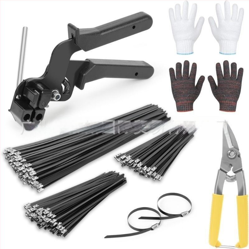 Nerūdijančio plieno kabelinių laikiklių įrankis su savisaugos fiksavimo mechanizmu, 304 nerūdijantis plienas, 0,9 mm storis, komplektai 106/101/156/157 vnt