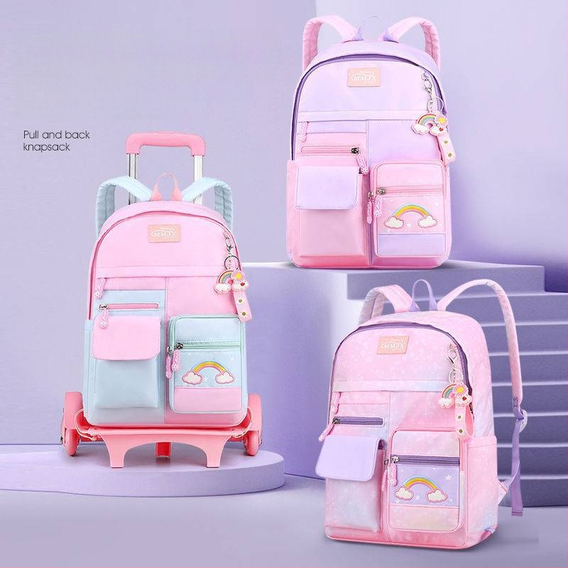 Rulinių mokyklos kuprinė mergaitėms, pradinė mokykla, žvaigždžių raštas, nugaros atrama mažinant apkrovą, nailonas/polisteris