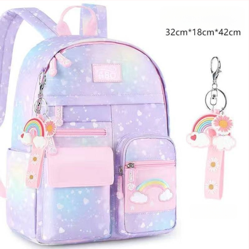 Rulinių mokyklos kuprinė mergaitėms, pradinė mokykla, žvaigždžių raštas, nugaros atrama mažinant apkrovą, nailonas/polisteris