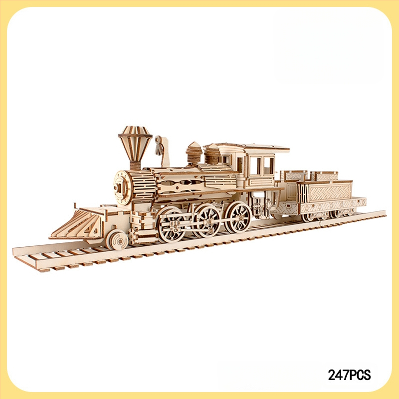 Medinis 3D dėlionė tramvajus vaikams — DIY draugiškas, pritaikomas pagal brėžinius, tinkamas 7–14 metų