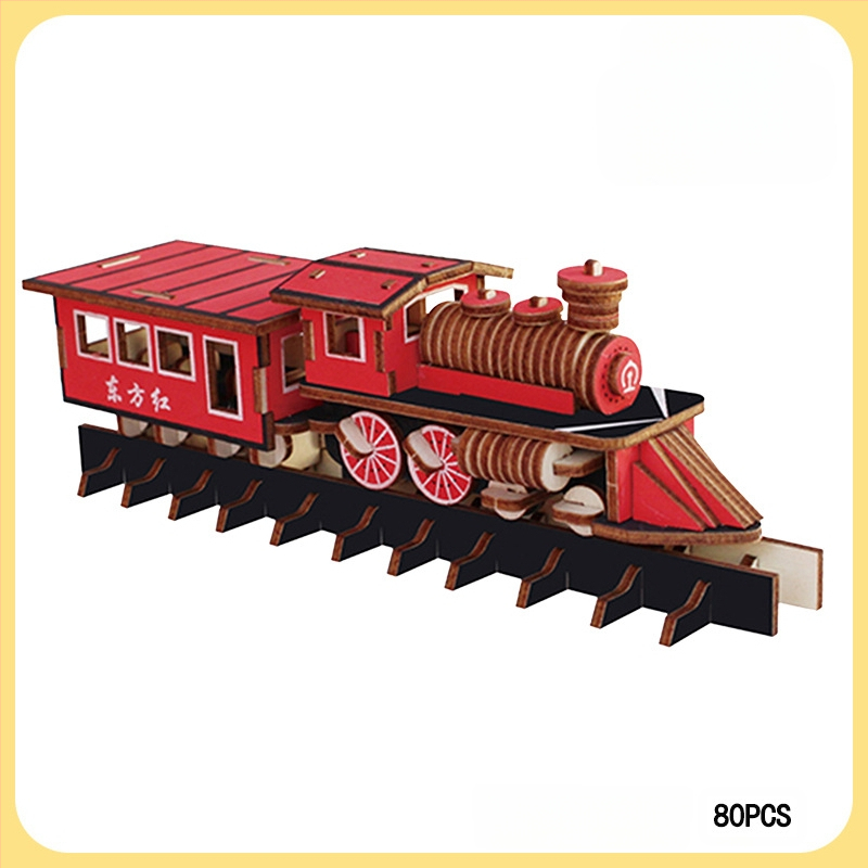 Medinis 3D dėlionė tramvajus vaikams — DIY draugiškas, pritaikomas pagal brėžinius, tinkamas 7–14 metų