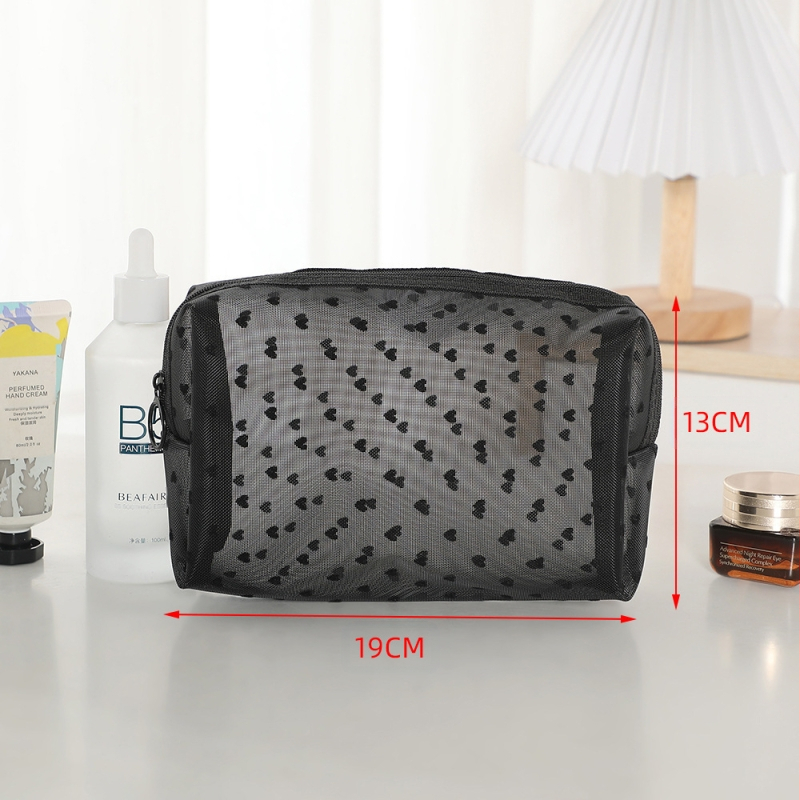 Kosmetikos krepšys su tinklinio dizainu ir užtrauktuku, kvėpuojantis PU išorinis paviršius, nailoninė vidinė įdėklas, unisex, kasdieniam naudojimui, miesto minimalistinis stilius