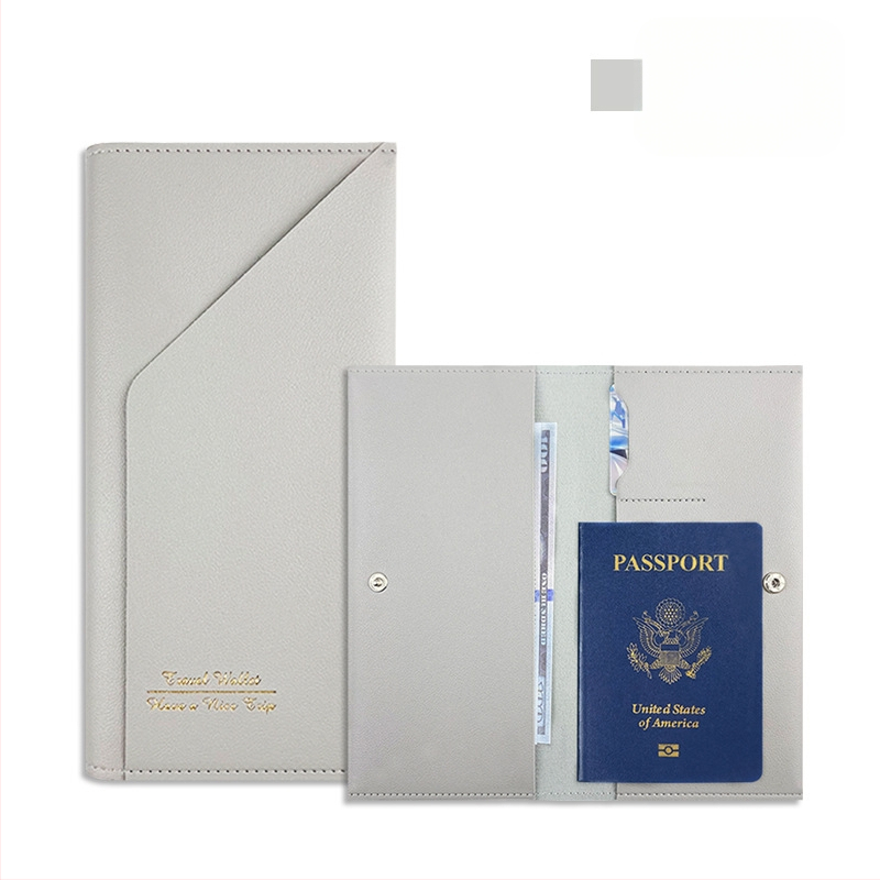 PU odos pasų ir kelionės dokumentų krepšys, 1 sulankstoma piniginė, daugiafunkcinis Passbook laikiklis ir logotipo pritaikymas
