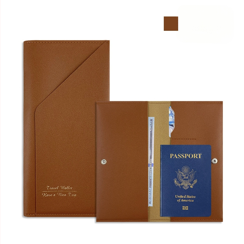 PU odos pasų ir kelionės dokumentų krepšys, 1 sulankstoma piniginė, daugiafunkcinis Passbook laikiklis ir logotipo pritaikymas