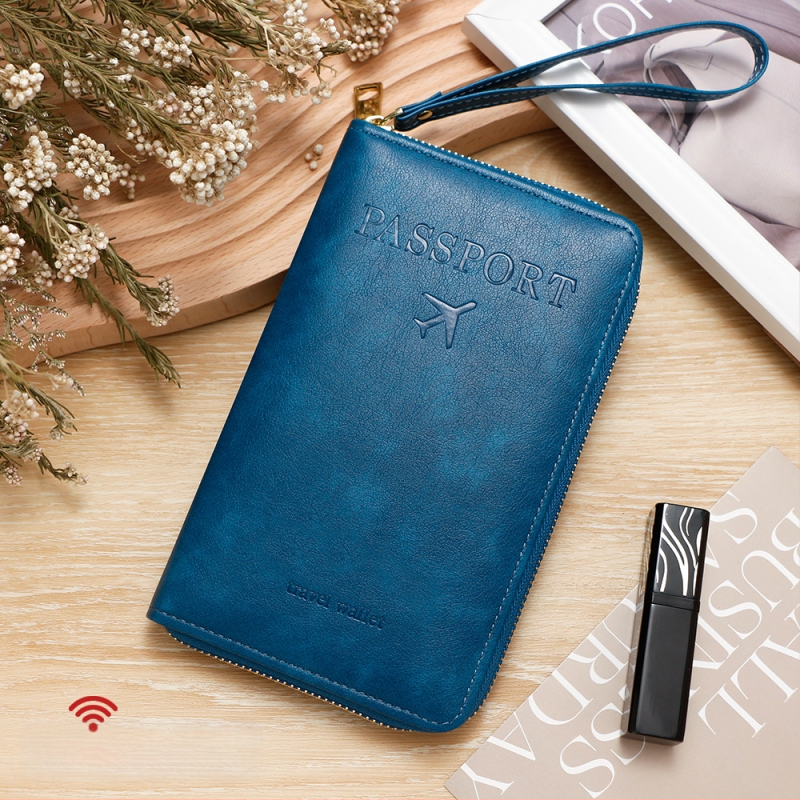 PU pasų dėklas — unisex kelioninis organizatorius, vientisas raštas, poliesterio pamušalas, Žiema 2024.