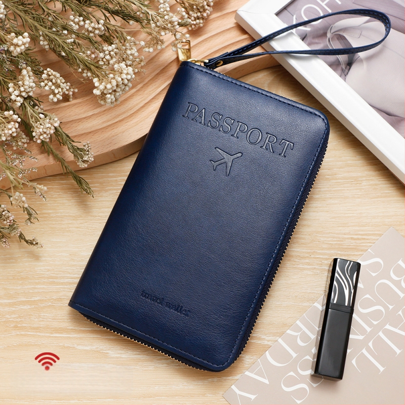 PU pasų dėklas — unisex kelioninis organizatorius, vientisas raštas, poliesterio pamušalas, Žiema 2024.