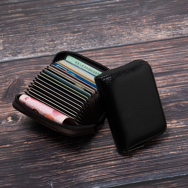 PU ādas RFID kartes turētājs, pret zādzību, universāls, ar vienu locījumu, ikdienas lietošanai