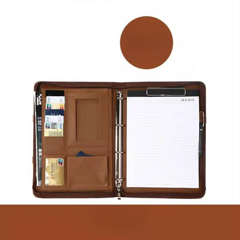 Кожена A4 папка с цип и клип за документи – мултифункционална бизнес папка (Материал: кожа; Тип: силен клип + клип за дъска; Приложим размер за хартия: A4; Дебелина на плочата: 0,05; Модел: BS-002)