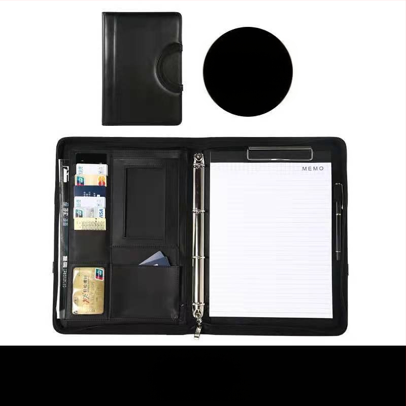 Кожена A4 папка с цип и клип за документи – мултифункционална бизнес папка (Материал: кожа; Тип: силен клип + клип за дъска; Приложим размер за хартия: A4; Дебелина на плочата: 0,05; Модел: BS-002)