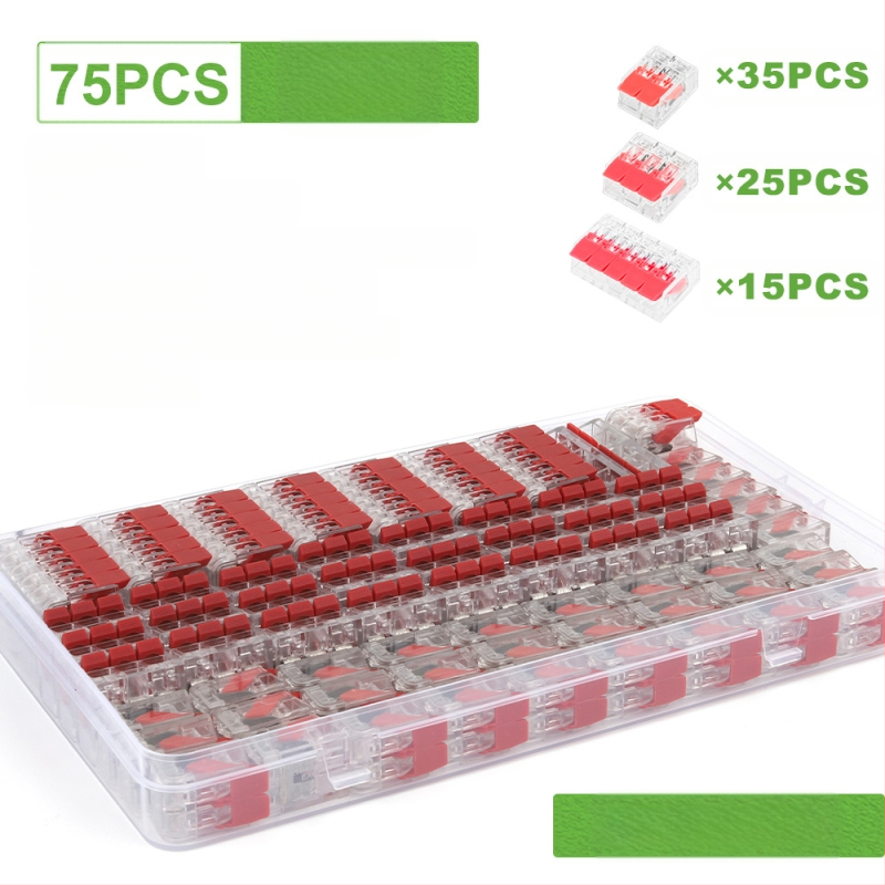 DIY YOU Series 41 gyorscsatlakozós terminálblokkok, 75/76/90 darabos készlet elektromos vezetékekhez