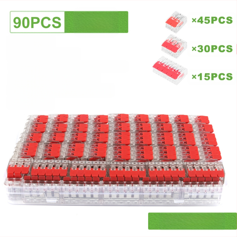 DIY YOU Series 41 gyorscsatlakozós terminálblokkok, 75/76/90 darabos készlet elektromos vezetékekhez