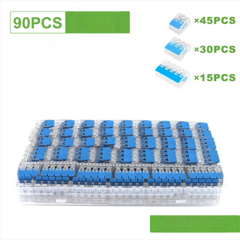 DIY YOU Series 41 gyorscsatlakozós terminálblokkok, 75/76/90 darabos készlet elektromos vezetékekhez