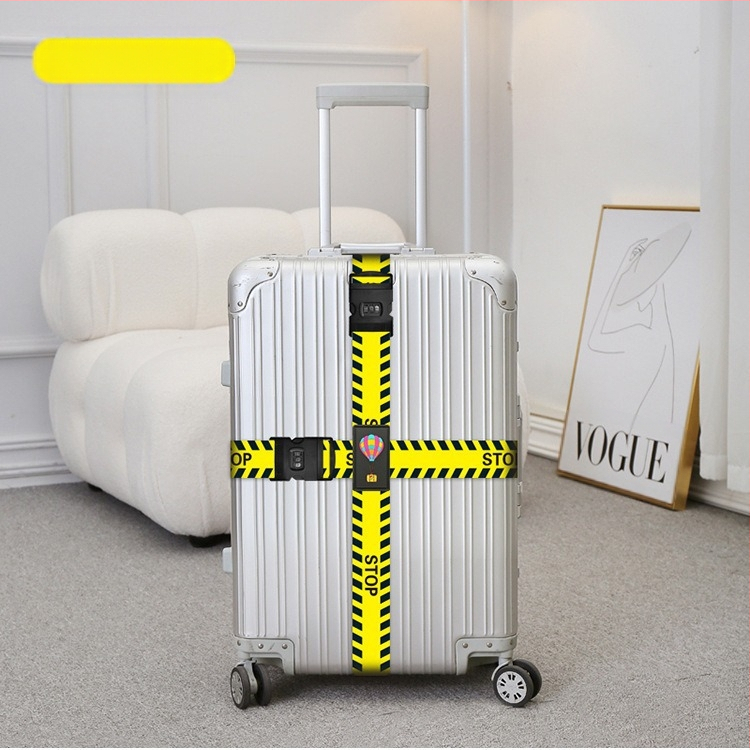 Kryžminė bagažo saugumo juosta su dvigubu slaptažodžio užraktu, sustiprintu tvirtinimu, poliesterio išilginio dryžių spaudinė juosta