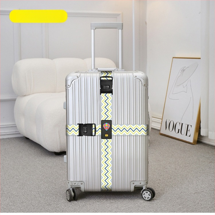 Kryžminė bagažo saugumo juosta su dvigubu slaptažodžio užraktu, sustiprintu tvirtinimu, poliesterio išilginio dryžių spaudinė juosta