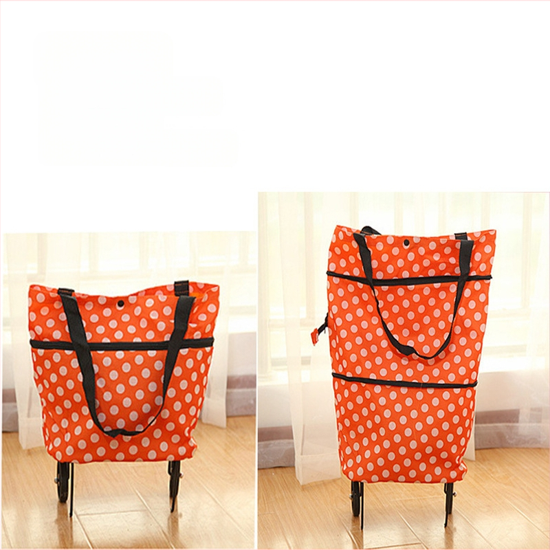 Sulankstoma nešiojama pirkinių tašė su ratukais, Oxford audinys, atspari vandeniui, maksimali apkrova 15 kg