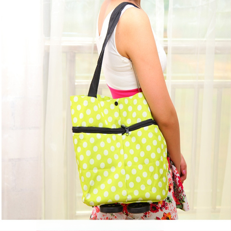 Sulankstoma nešiojama pirkinių tašė su ratukais, Oxford audinys, atspari vandeniui, maksimali apkrova 15 kg