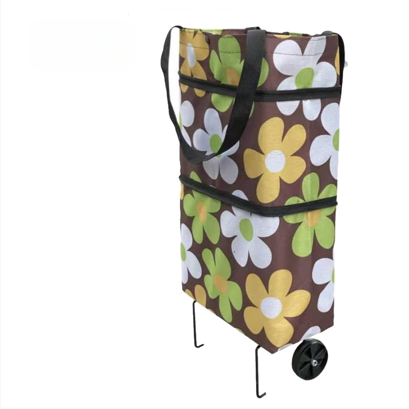 Sulankstoma nešiojama pirkinių tašė su ratukais, Oxford audinys, atspari vandeniui, maksimali apkrova 15 kg