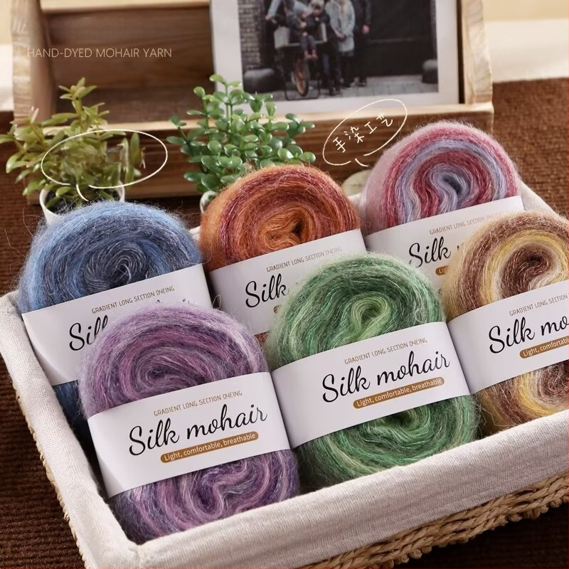 Νήμα Mohair gradient σε μπάλα, 50 g, κατάλληλο για χειροποίητο πλέξιμο πουλόβερ και φουλάρι