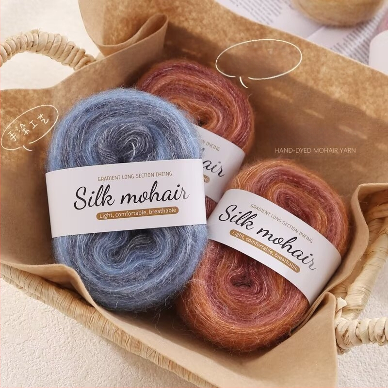 Νήμα Mohair gradient σε μπάλα, 50 g, κατάλληλο για χειροποίητο πλέξιμο πουλόβερ και φουλάρι