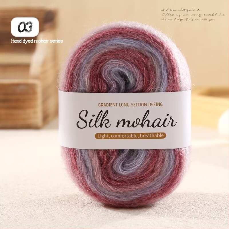 Νήμα Mohair gradient σε μπάλα, 50 g, κατάλληλο για χειροποίητο πλέξιμο πουλόβερ και φουλάρι