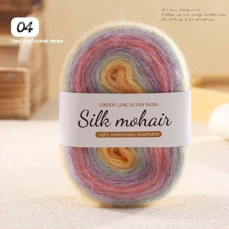 Νήμα Mohair gradient σε μπάλα, 50 g, κατάλληλο για χειροποίητο πλέξιμο πουλόβερ και φουλάρι