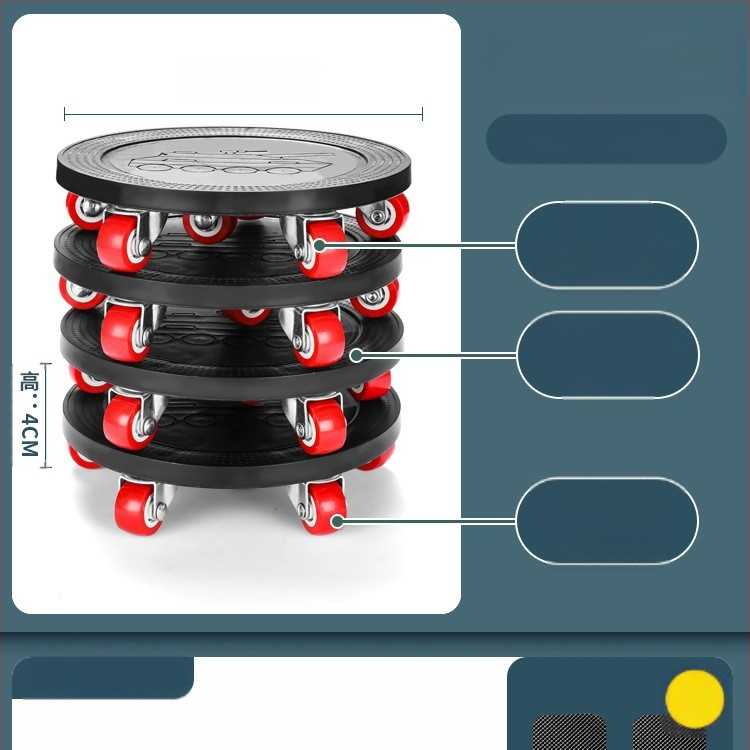 Költöztető eszköz háztartási gépek és bútorok számára — szénacél; egyszerű és modern design; alkalmas mosógépek, hűtőszekrények, kávéasztalok és ágyak mozgatására; ideális konyha, hálószoba és nappali használatra.