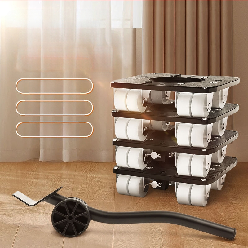 Költöztető eszköz háztartási gépek és bútorok számára — szénacél; egyszerű és modern design; alkalmas mosógépek, hűtőszekrények, kávéasztalok és ágyak mozgatására; ideális konyha, hálószoba és nappali használatra.