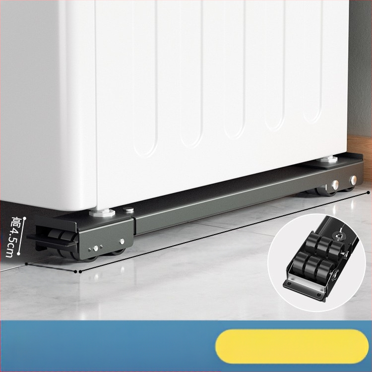 Skalbimo mašinos pagrindas su šoko atsparumu, aukščio reguliavimu ir judančiais universaliais ratais