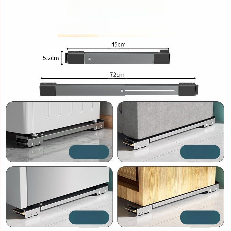 Skalbimo mašinos pagrindas su šoko atsparumu, aukščio reguliavimu ir judančiais universaliais ratais