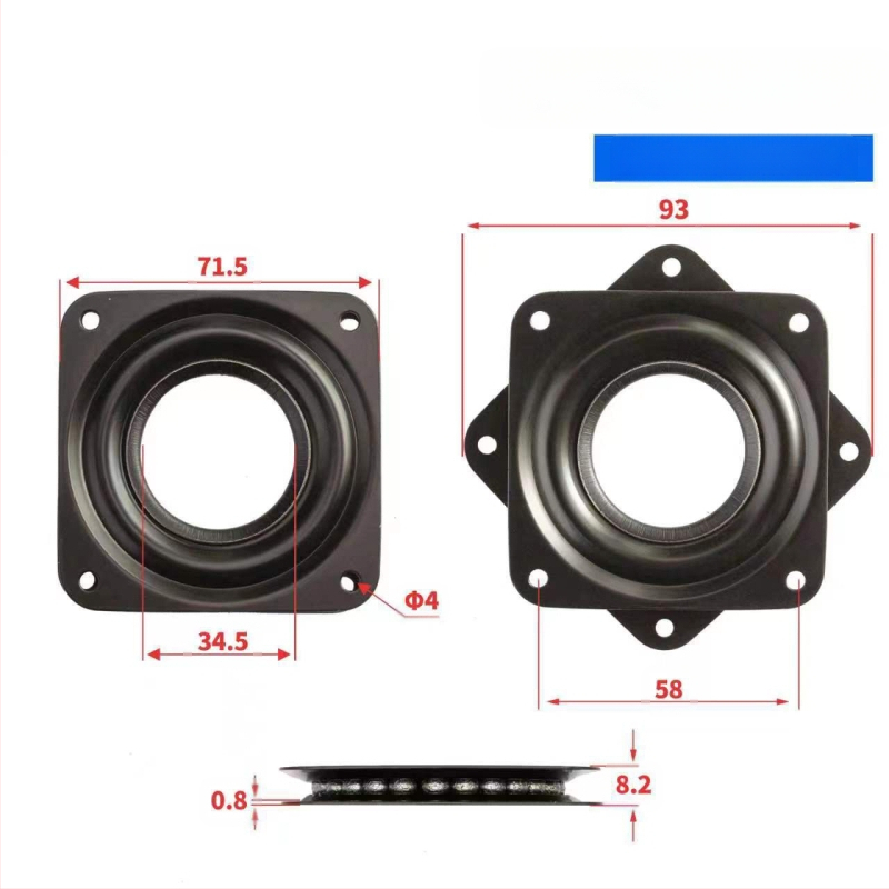 Üreges forgó bemutató bázis bútorokhoz (székek, asztalok, vitrinek és könyvespolcok) – anyag: A3 acéllemez; gyártási eljárás: fémstancolás; stílus: modern minimál