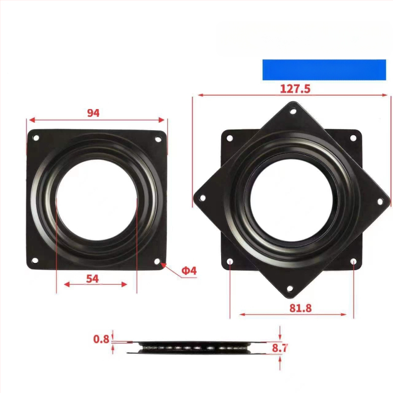 Üreges forgó bemutató bázis bútorokhoz (székek, asztalok, vitrinek és könyvespolcok) – anyag: A3 acéllemez; gyártási eljárás: fémstancolás; stílus: modern minimál