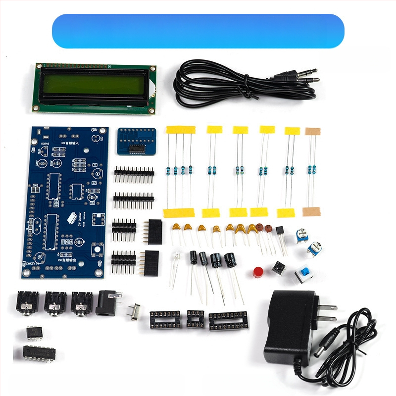 Core Storm CW Morse koda dekodētājs — detaļu komplekts lodēšanas praksei uz PCB plateēm