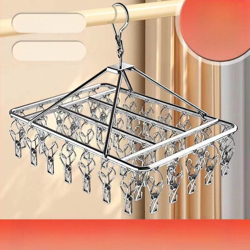 Nerūdijančio plieno kojinių džiovyklė, fiksuota, apvalios formos su klipų tipo laikikliais, modelis: Nerūdijančio plieno kojinių džiovyklė