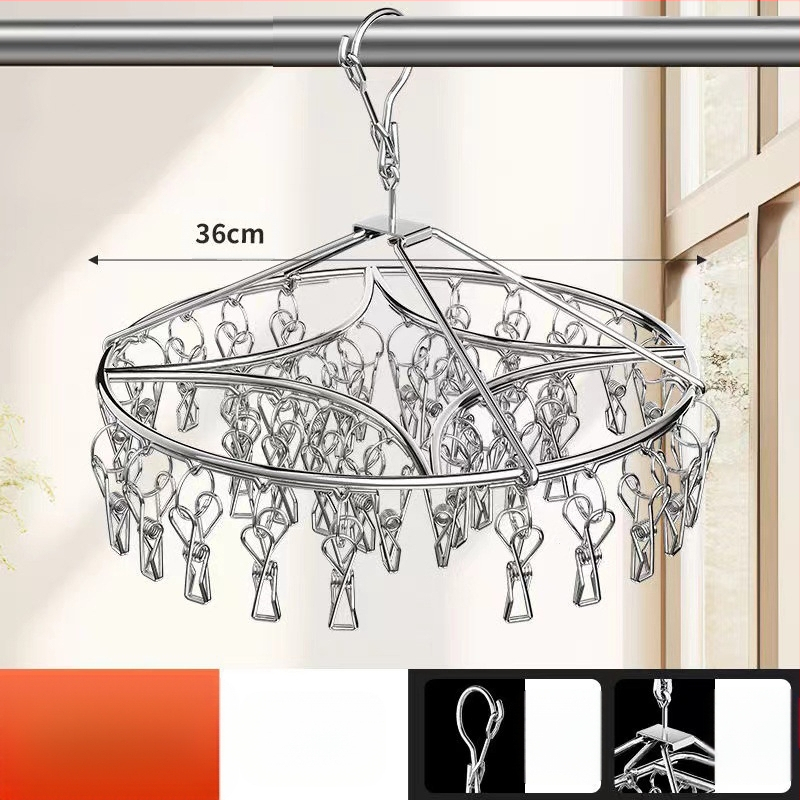 Nerūdijančio plieno kojinių džiovyklė, fiksuota, apvalios formos su klipų tipo laikikliais, modelis: Nerūdijančio plieno kojinių džiovyklė