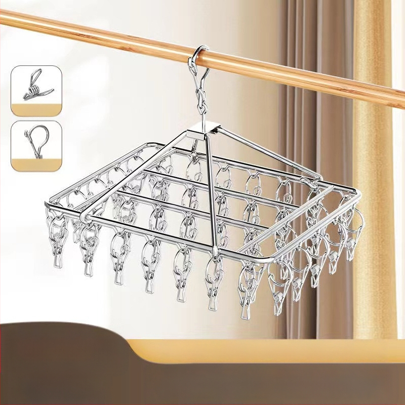 Nerūdijančio plieno kojinių džiovyklė, fiksuota, apvalios formos su klipų tipo laikikliais, modelis: Nerūdijančio plieno kojinių džiovyklė