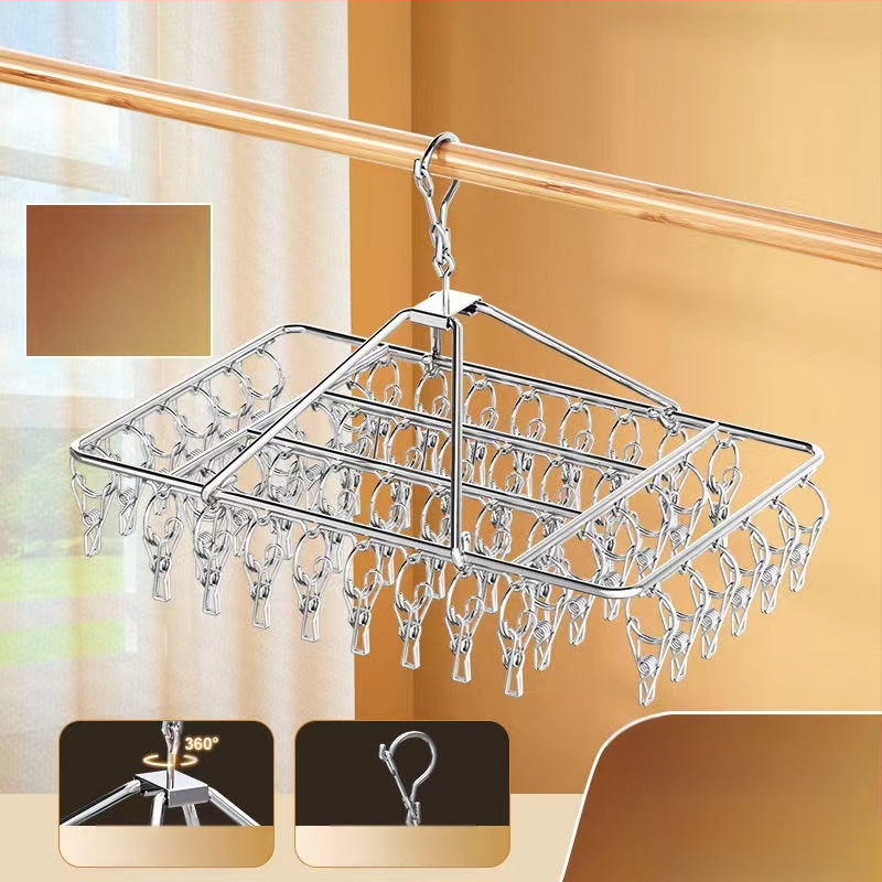 Nerūdijančio plieno kojinių džiovyklė, fiksuota, apvalios formos su klipų tipo laikikliais, modelis: Nerūdijančio plieno kojinių džiovyklė