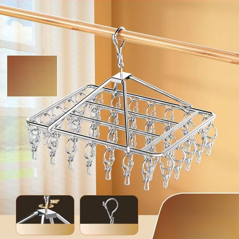 Nerūdijančio plieno kojinių džiovyklė, fiksuota, apvalios formos su klipų tipo laikikliais, modelis: Nerūdijančio plieno kojinių džiovyklė