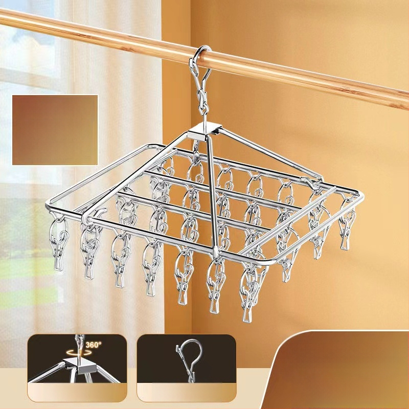 Nerūdijančio plieno kojinių džiovyklė, fiksuota, apvalios formos su klipų tipo laikikliais, modelis: Nerūdijančio plieno kojinių džiovyklė